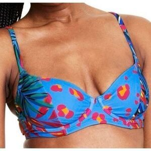 Women's Tropical/Leopard Print Underwire Bikini Top - Tabitha Brown for Target B